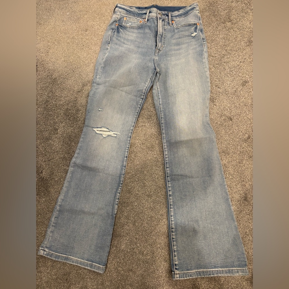 GAP High Rise '70s Flare Jeans in Light Blue